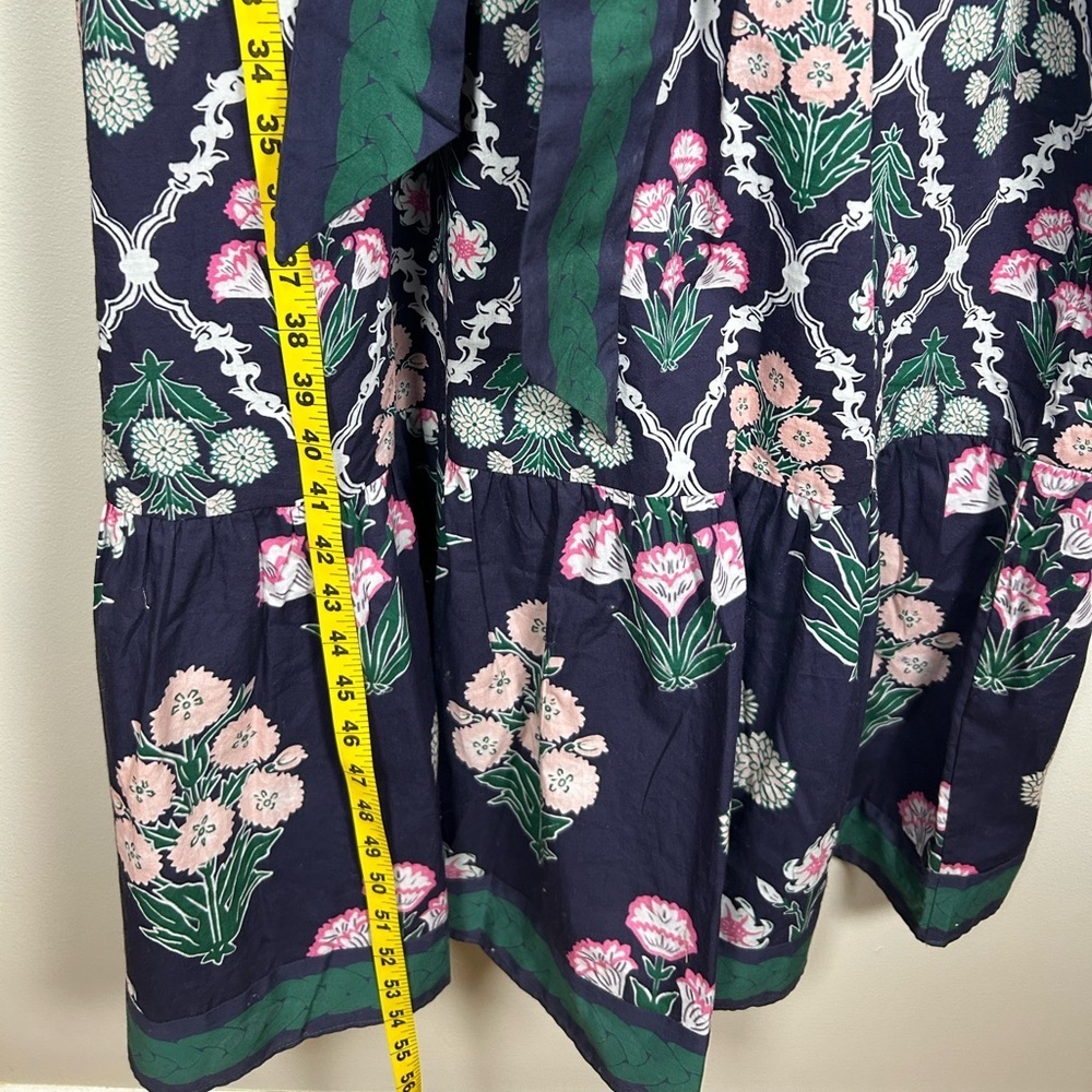 NEW NWT CELINA MOON Navy Tie Waist Floral Maxi Dress 100% Cotton - Picture 11 of 14